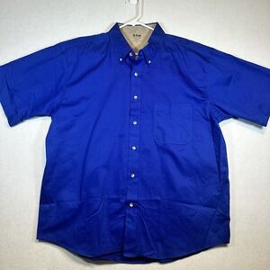 BAW Mens Short Sleeve ButtonUp Dark Blue XL‎